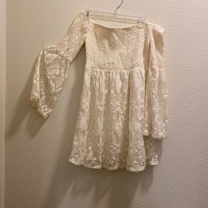 Strapless boho white dress